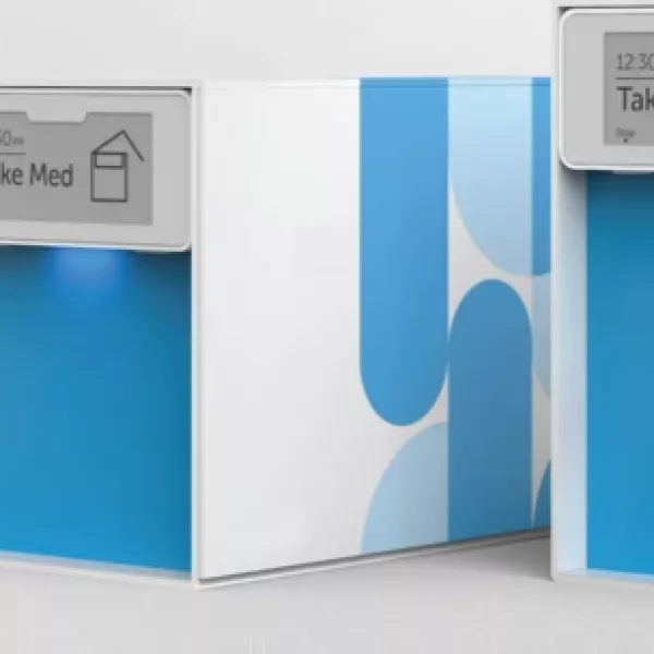 image showing three smart medicine boxes of varying sizes 